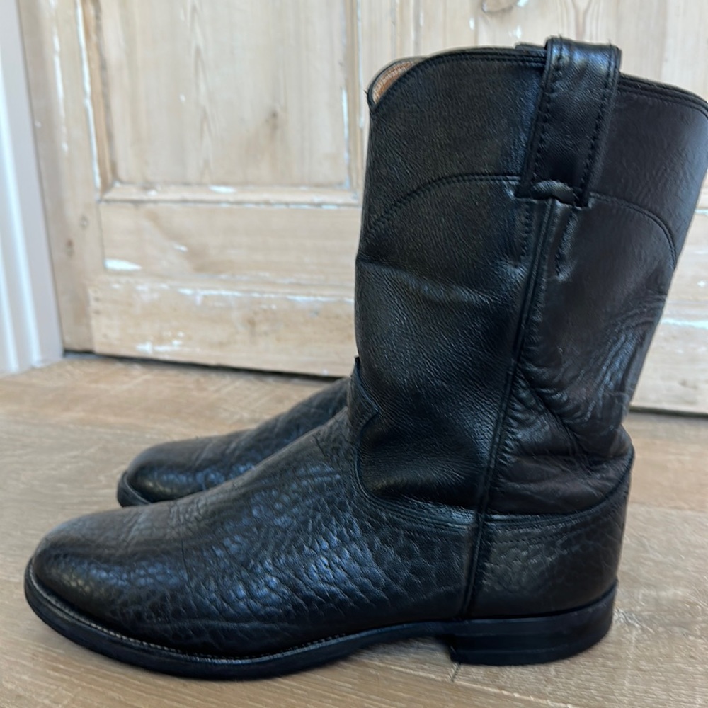 Justin 10D Black Bullhide Roper Cowboy Boots